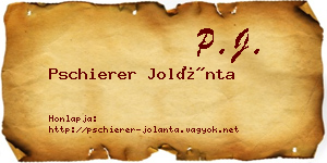 Pschierer Jolánta névjegykártya